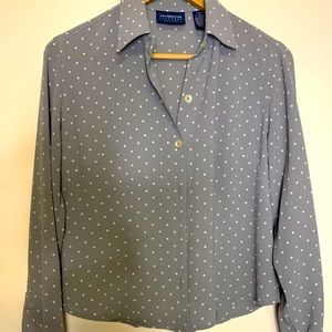 Liz Claiborne Grey Polka Dot Blouse/Petite